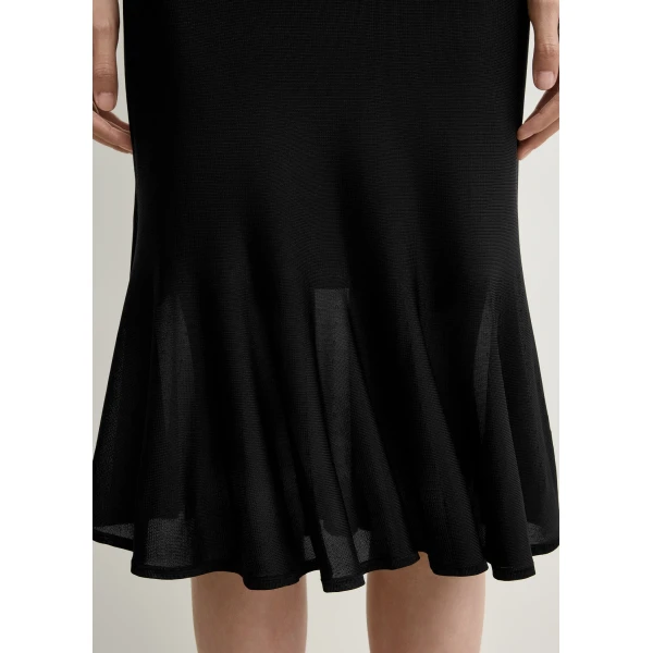 Totême Fluted Knit Skirt Black - Skirts - Scandinavian Minimalist Luxury at Coveti