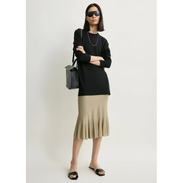 Totême Fluted Knit Skirt Desert - Skirts - Scandinavian Minimalist Luxury at Coveti