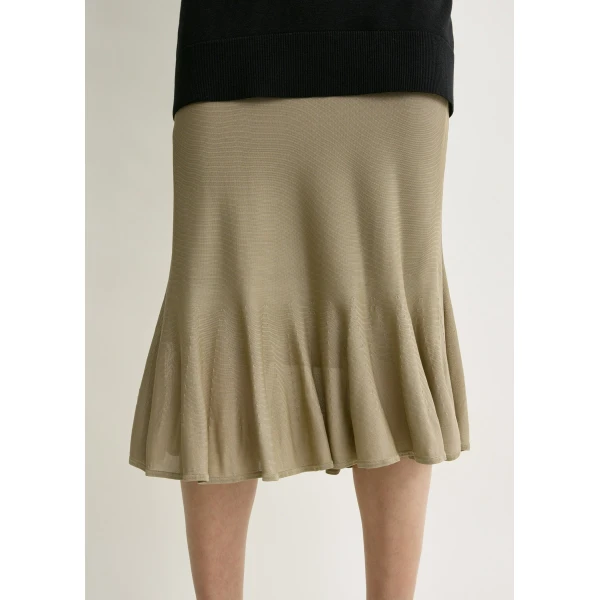 Totême Fluted Knit Skirt Desert - Skirts - Scandinavian Minimalist Luxury at Coveti