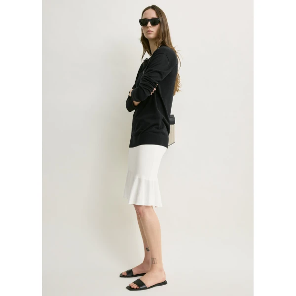 Totême Fluted Knit Skirt Optic White - Skirts - Scandinavian Minimalist Luxury at Coveti