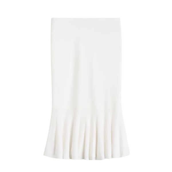Totême Fluted Knit Skirt Optic White - Skirts - Scandinavian Minimalist Luxury at Coveti