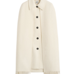 Totême Fringe Cape Coat Winter White - Coats - Scandinavian Minimalist Luxury at Coveti