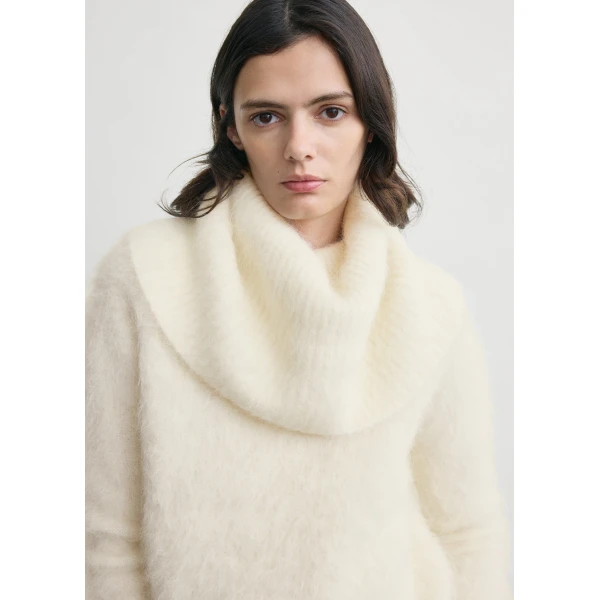Totême Funnel Alpaca-Blend Knit Milk - Knitwear - Scandinavian Minimalist Luxury at Coveti