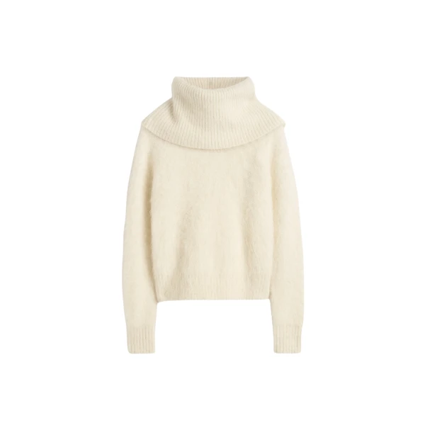 Totême Funnel Alpaca-Blend Knit Milk - Knitwear - Scandinavian Minimalist Luxury at Coveti