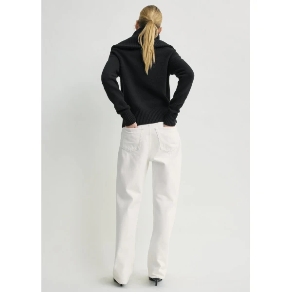 Totême Funnel Wool Knit Black - Knitwear - Scandinavian Minimalist Luxury at Coveti