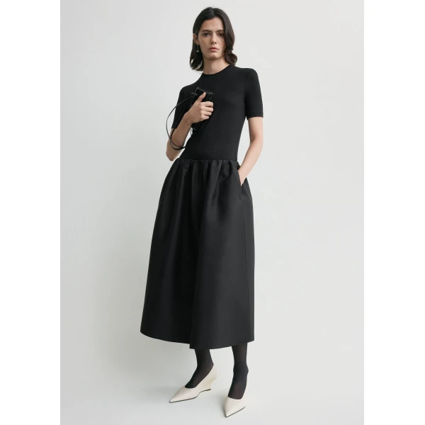 Totême Gathered Evening Skirt Black - Skirts - Scandinavian Minimalist Luxury at Coveti