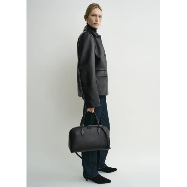 Totême Grained Leather Jacket Black - Jackets - Scandinavian Minimalist Luxury at Coveti