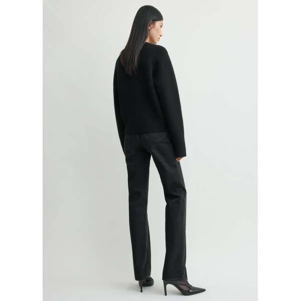 Totême Hammered Button Cardigan Black - Knitwear - Scandinavian Minimalist Luxury at Coveti