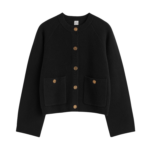 Toteme-Hammered-Button-Cardigan-Black85375_nobg Totême Hammered Button Cardigan Black - Knitwear - Scandinavian Minimalist Luxury at Coveti