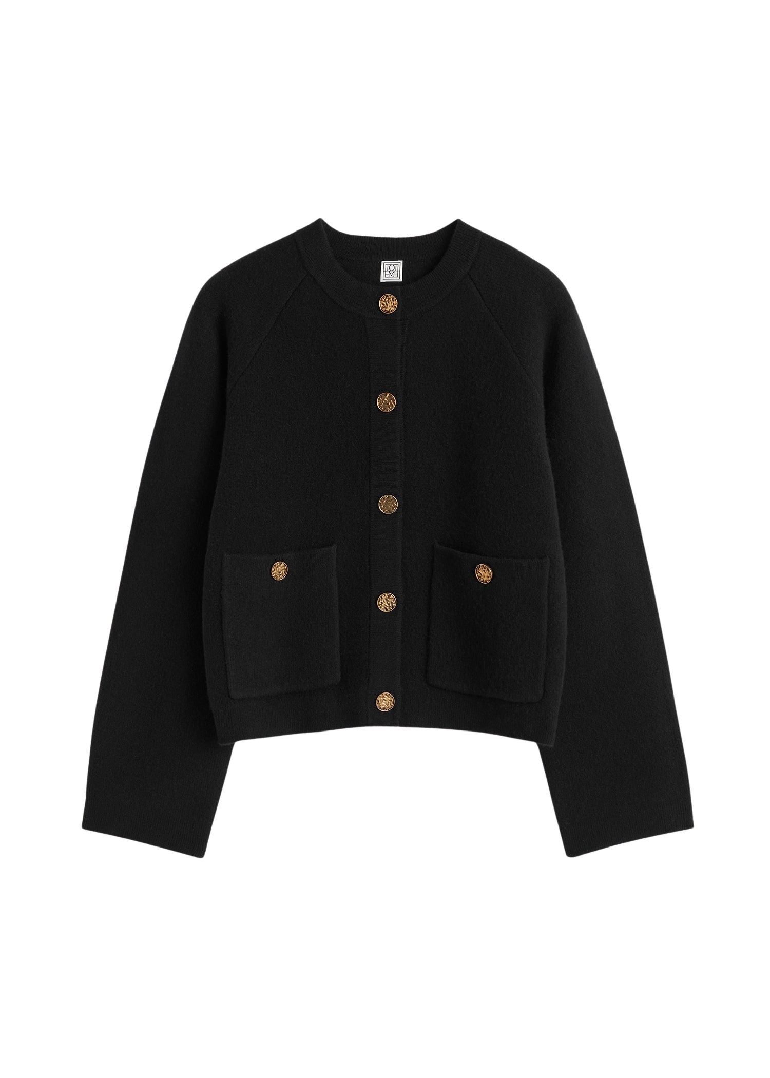 Toteme-Hammered-Button-Cardigan-Black85375_nobg Totême Hammered Button Cardigan Black - Knitwear - Scandinavian Minimalist Luxury at Coveti