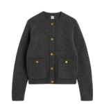 Toteme-Hammered-Button-Cardigan-Charcoal43663_nobg Totême Hammered Button Cardigan Charcoal - Knitwear - Scandinavian Minimalist Luxury at Coveti