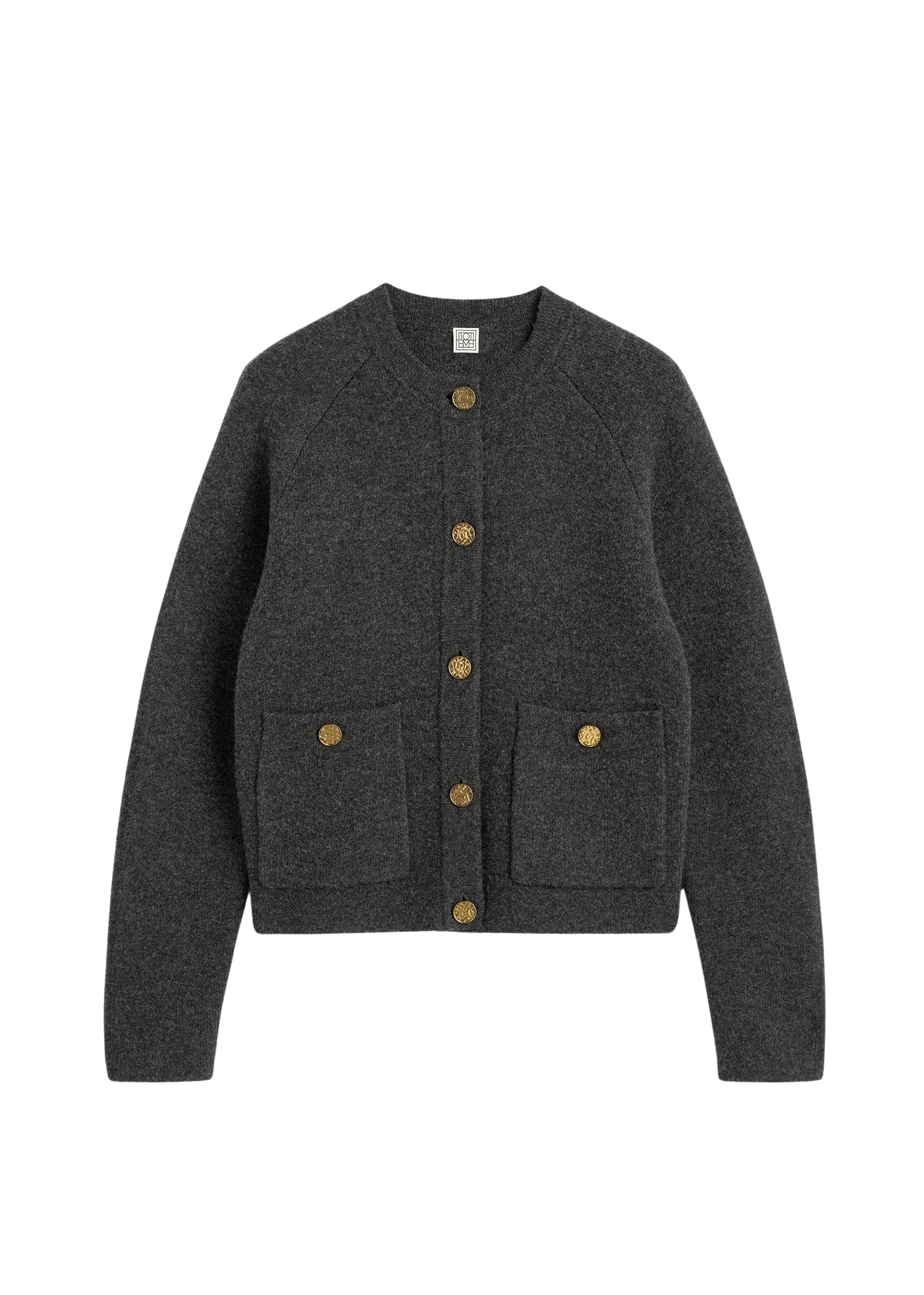 Toteme-Hammered-Button-Cardigan-Charcoal43663_nobg Totême Hammered Button Cardigan Charcoal - Knitwear - Scandinavian Minimalist Luxury at Coveti