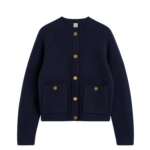 Totême Hammered Button Cardigan Navy - Knitwear - Scandinavian Minimalist Luxury at Coveti