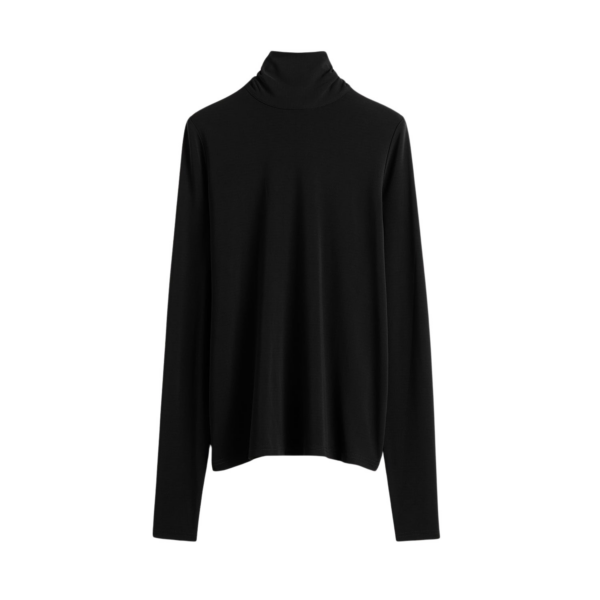 Totême High-Neck Jersey Top Black - Tops - Scandinavian Minimalist Luxury at Coveti