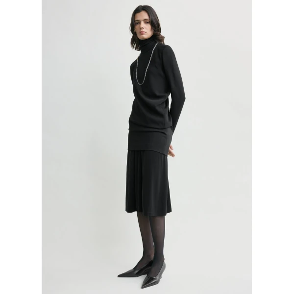 Totême High-Neck Twist Blouse Black - Tops - Scandinavian Minimalist Luxury at Coveti