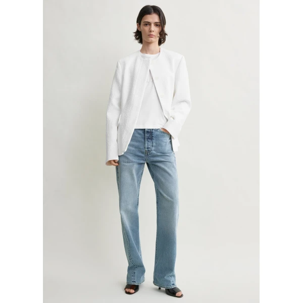 Totême Jacquard Cotton Jacket Optic White - Jackets - Scandinavian Minimalist Luxury at Coveti