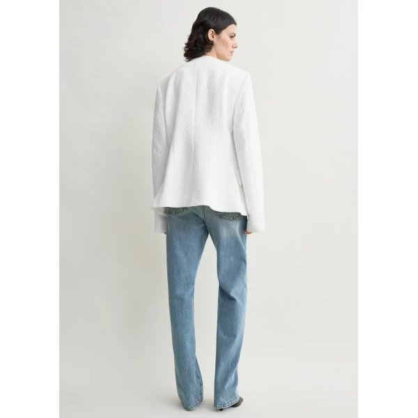 Totême Jacquard Cotton Jacket Optic White - Jackets - Scandinavian Minimalist Luxury at Coveti