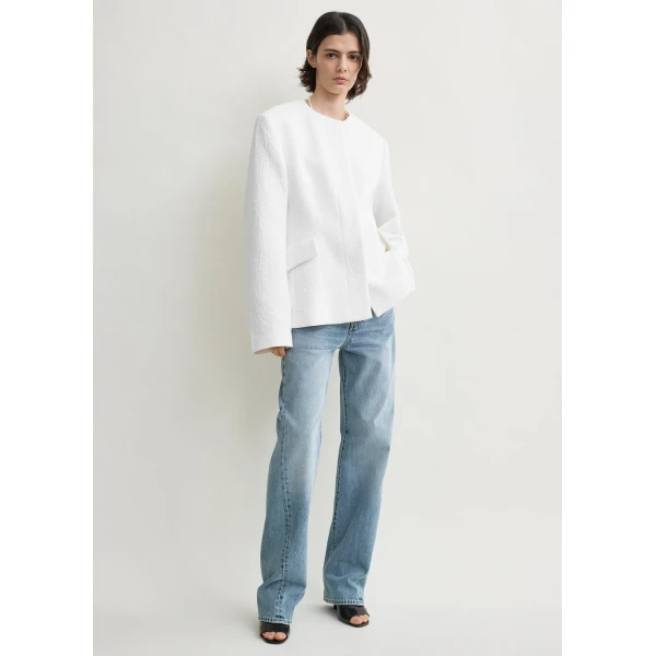 Totême Jacquard Cotton Jacket Optic White - Jackets - Scandinavian Minimalist Luxury at Coveti