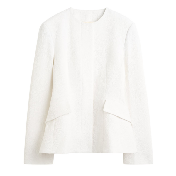 Totême Jacquard Cotton Jacket Optic White - Jackets - Scandinavian Minimalist Luxury at Coveti
