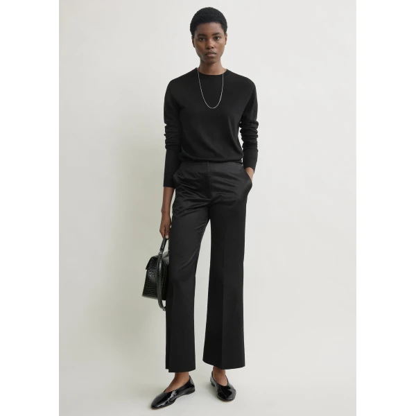 Totême Kick Flare Raw-Edge Trousers Black - Pants - Scandinavian Minimalist Luxury at Coveti