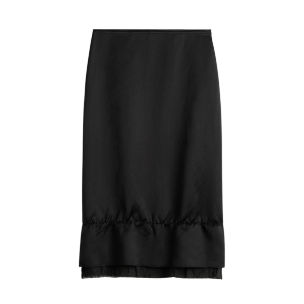 Totême Layered Satin Skirt Black - Skirts - Scandinavian Minimalist Luxury at Coveti