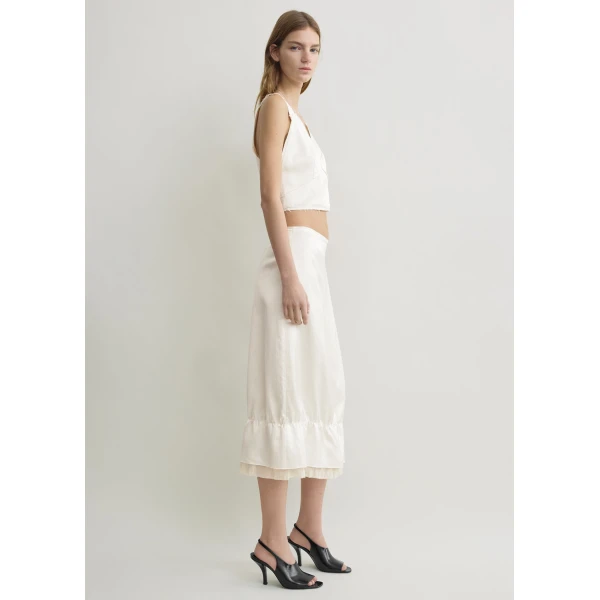 Totême Layered Satin Skirt White - Skirts - Scandinavian Minimalist Luxury at Coveti