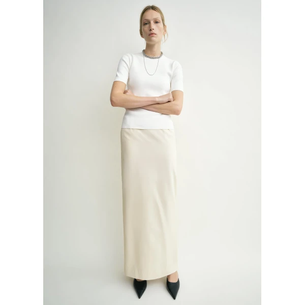 Totême Light Wool Skirt Ecru - Skirts - Scandinavian Minimalist Luxury at Coveti