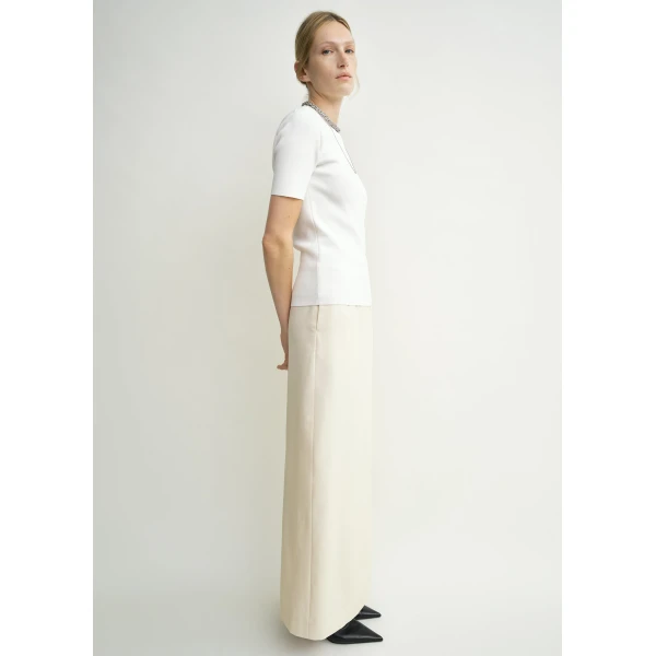 Totême Light Wool Skirt Ecru - Skirts - Scandinavian Minimalist Luxury at Coveti