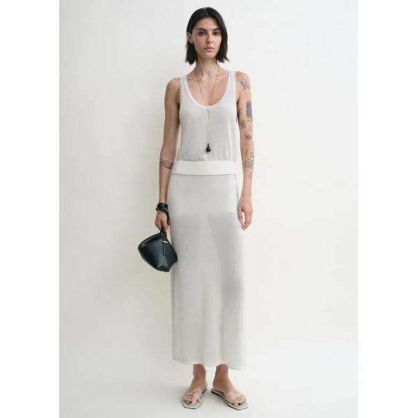 Totême Long Knit Skirt White - Skirts - Scandinavian Minimalist Luxury at Coveti