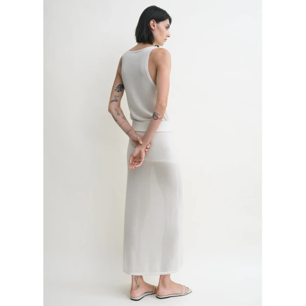 Totême Long Knit Skirt White - Skirts - Scandinavian Minimalist Luxury at Coveti