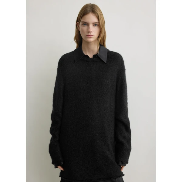 Totême Long Open Weave Knit Black - Knitwear - Scandinavian Minimalist Luxury at Coveti