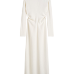 Totême Long-Sleeve Slouch Waist Dress Macadamia - Dresses - Scandinavian Minimalist Luxury at Coveti