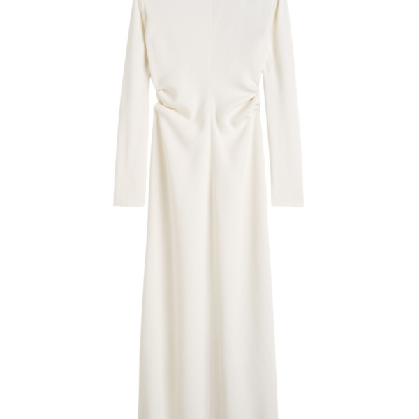Totême Long-Sleeve Slouch Waist Dress Macadamia - Dresses - Scandinavian Minimalist Luxury at Coveti