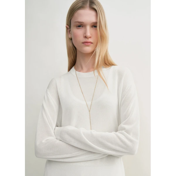 Totême Long-Sleeve Tee Knit White - Tops - Scandinavian Minimalist Luxury at Coveti