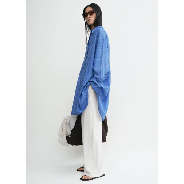 Totême Long Summer Shirt Cobalt - Tops - Scandinavian Minimalist Luxury at Coveti