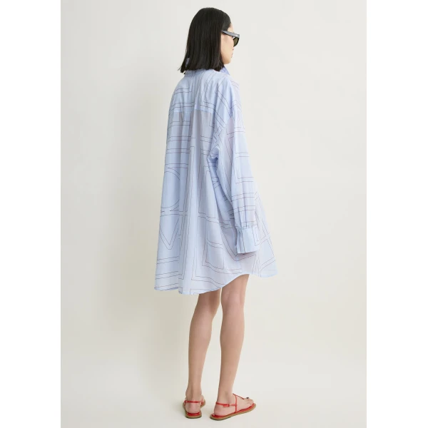 Totême Long Summer Shirt Sky/Red - Tops - Scandinavian Minimalist Luxury at Coveti
