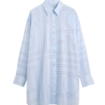Totême Long Summer Shirt Sky/Red - Tops - Scandinavian Minimalist Luxury at Coveti