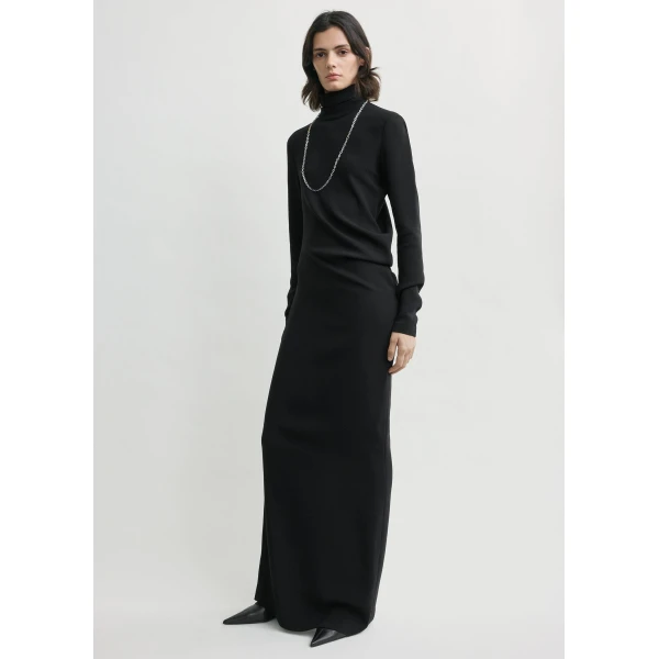 Totême Long Twist Dress Black - Dresses - Scandinavian Minimalist Luxury at Coveti