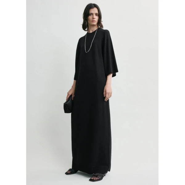 Totême Merino Knit Tee Dress Black - Dresses - Scandinavian Minimalist Luxury at Coveti