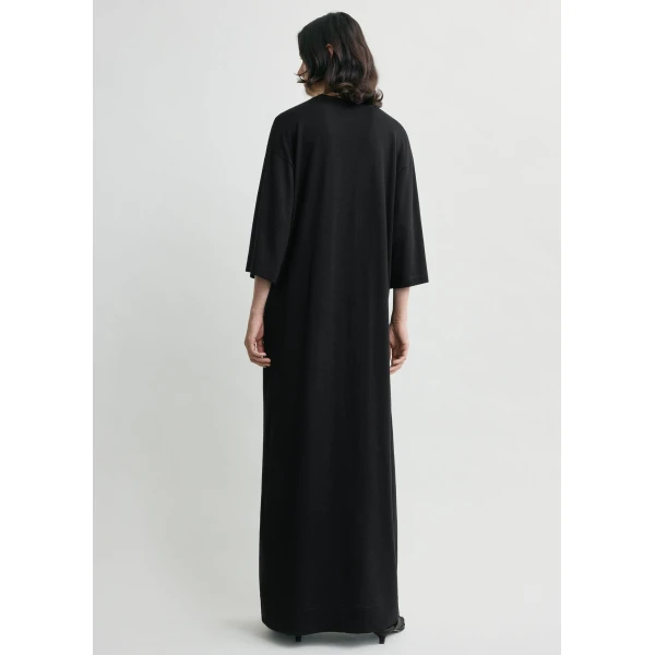 Totême Merino Knit Tee Dress Black - Dresses - Scandinavian Minimalist Luxury at Coveti