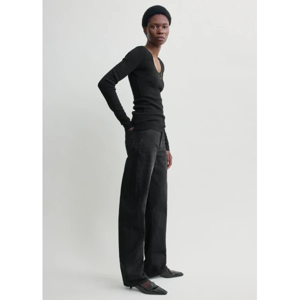 Totême Merino Knit Top Black - Knitwear - Scandinavian Minimalist Luxury at Coveti