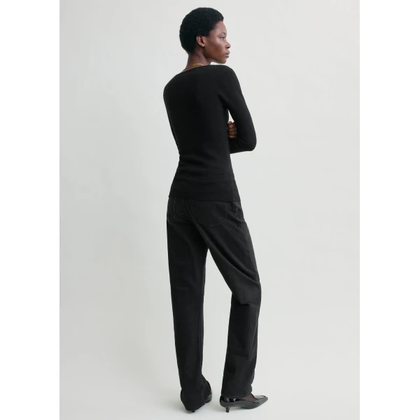 Totême Merino Knit Top Black - Knitwear - Scandinavian Minimalist Luxury at Coveti