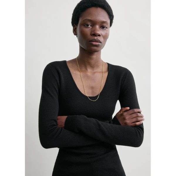 Totême Merino Knit Top Black - Knitwear - Scandinavian Minimalist Luxury at Coveti