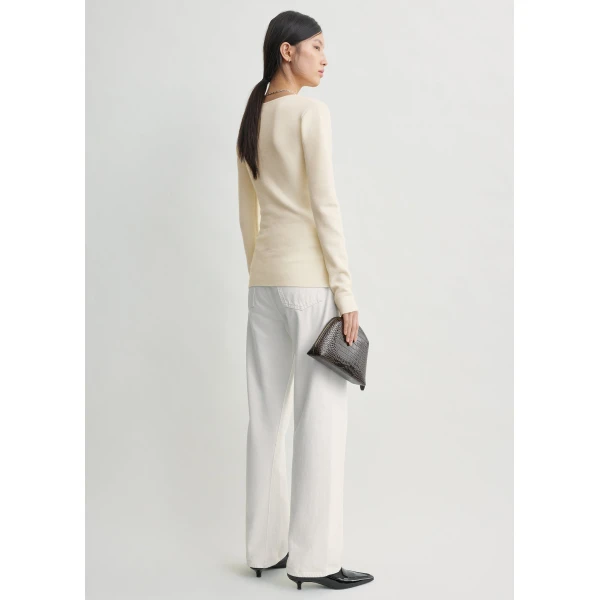 Totême Merino Knit Top Ecru - Knitwear - Scandinavian Minimalist Luxury at Coveti