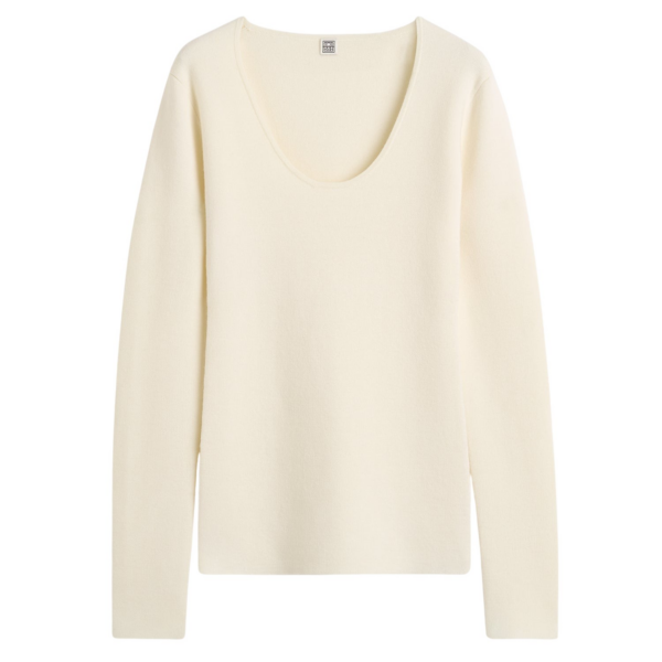 Totême Merino Knit Top Ecru - Knitwear - Scandinavian Minimalist Luxury at Coveti