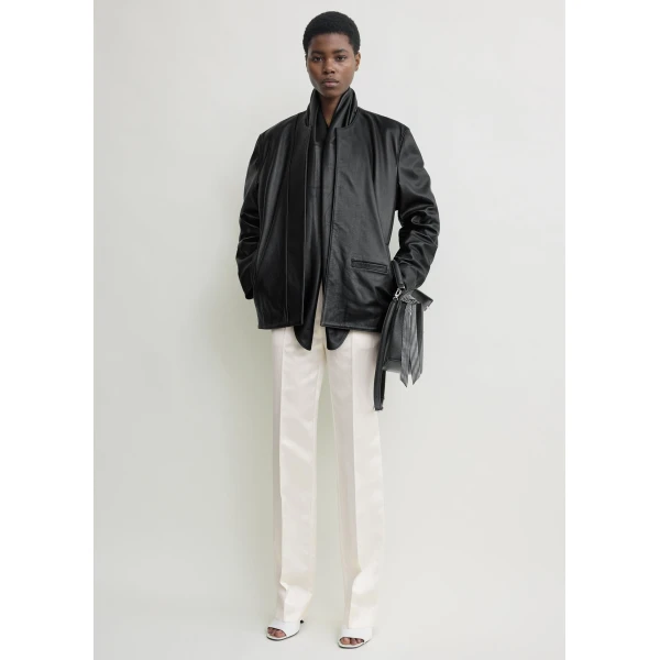 Totême Minimal Biker Jacket Black - Jackets - Scandinavian Minimalist Luxury at Coveti