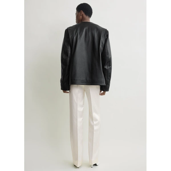 Totême Minimal Biker Jacket Black - Jackets - Scandinavian Minimalist Luxury at Coveti