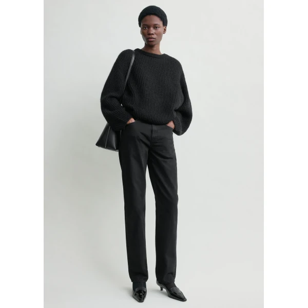 Totême Mohair Blend Rib Knit Black - Knitwear - Scandinavian Minimalist Luxury at Coveti