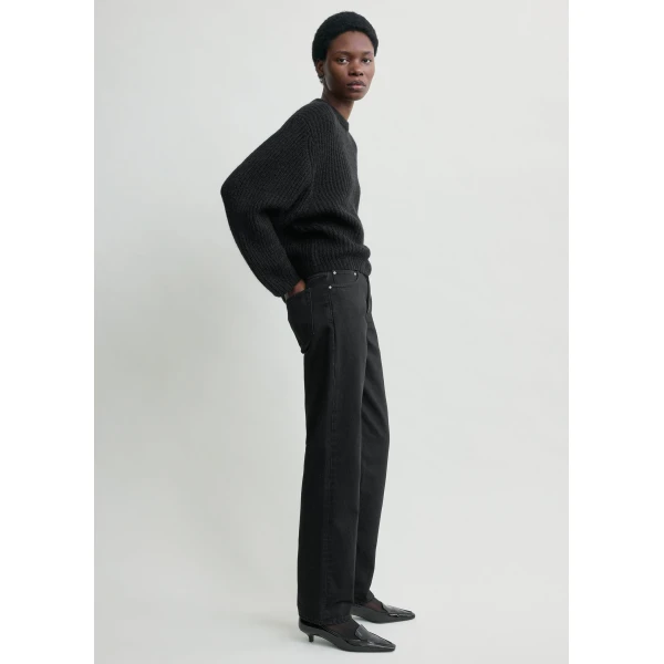 Totême Mohair Blend Rib Knit Black - Knitwear - Scandinavian Minimalist Luxury at Coveti