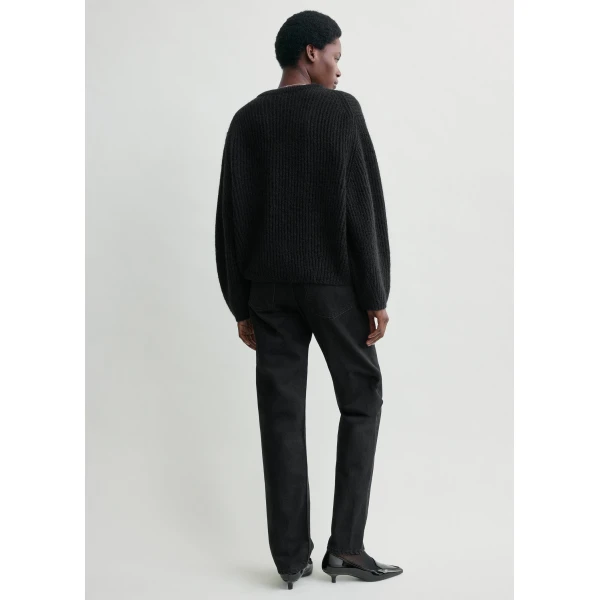 Totême Mohair Blend Rib Knit Black - Knitwear - Scandinavian Minimalist Luxury at Coveti